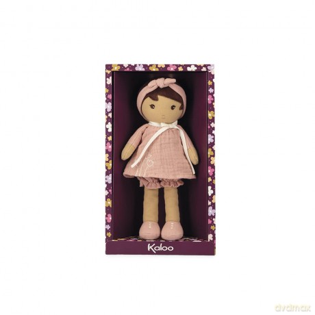 Kaloo - Tendresse - Amandine - My 1st Soft Doll - 25 cm Fabric - Pink Muslin Dress - Olive Skin - Pretty Gift Box and Customisable Ribbon - 0 Months +, K200004, MEDIUM