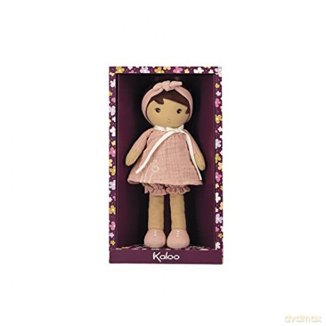 Kaloo - Tendresse - Amandine - My 1st Soft Doll - 25 cm Fabric - Pink Muslin Dress - Olive Skin - Pretty Gift Box and Customisable Ribbon - 0 Months +, K200004, MEDIUM