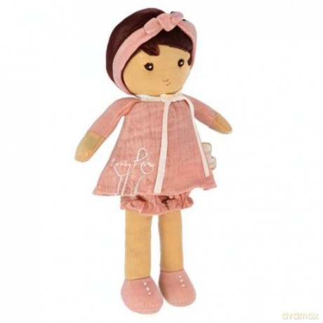 Kaloo - Tendresse - Amandine - My 1st Soft Doll - 25 cm Fabric - Pink Muslin Dress - Olive Skin - Pretty Gift Box and Customisable Ribbon - 0 Months +, K200004, MEDIUM