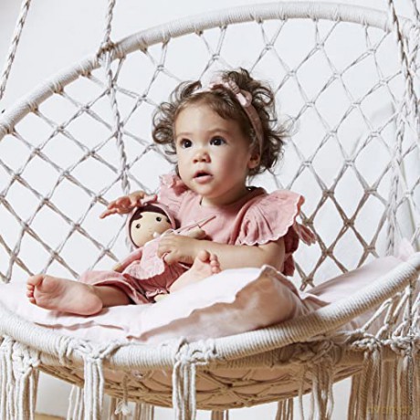 Kaloo - Tendresse - Amandine - My 1st Soft Doll - 32 cm Fabric - Pink Muslin Dress - Olive Skin - Pretty Gift Box and Customisable Ribbon - 0 Months +, K200005, LARGE