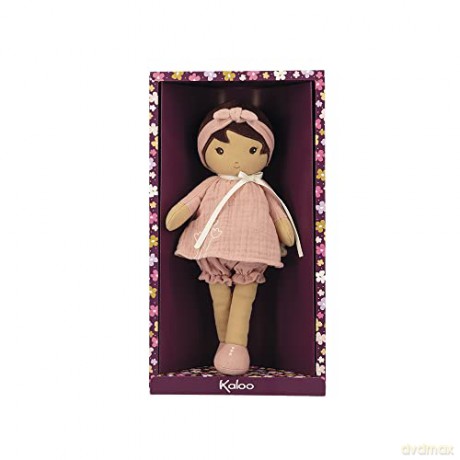 Kaloo - Tendresse - Amandine - My 1st Soft Doll - 32 cm Fabric - Pink Muslin Dress - Olive Skin - Pretty Gift Box and Customisable Ribbon - 0 Months +, K200005, LARGE
