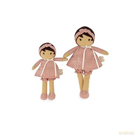 Kaloo - Tendresse - Amandine - My 1st Soft Doll - 32 cm Fabric - Pink Muslin Dress - Olive Skin - Pretty Gift Box and Customisable Ribbon - 0 Months +, K200005, LARGE