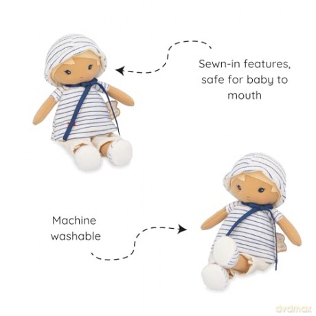 Kaloo - Tendresse - Eli - My 1st Fabric Doll - 25 cm Rag Doll - Striped Tee - Pretty Gift Box - Customisable Ribbon - 0 Months +, K200012