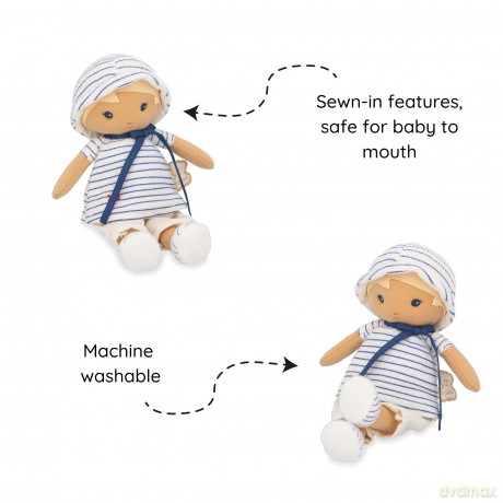 Kaloo - Tendresse - Eli - My 1st Fabric Doll - 25 cm Rag Doll - Striped Tee - Pretty Gift Box - Customisable Ribbon - 0 Months +, K200012