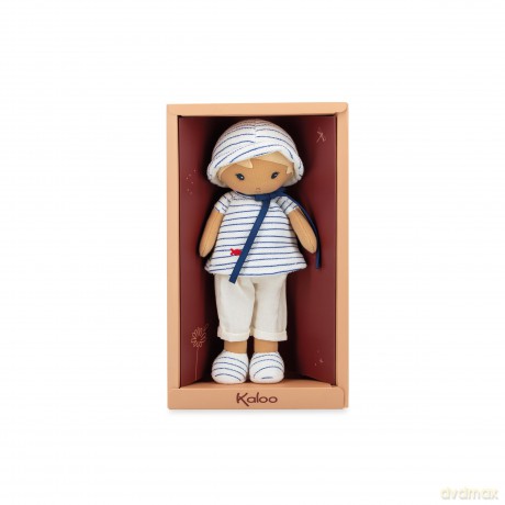 Kaloo - Tendresse - Eli - My 1st Fabric Doll - 25 cm Rag Doll - Striped Tee - Pretty Gift Box - Customisable Ribbon - 0 Months +, K200012