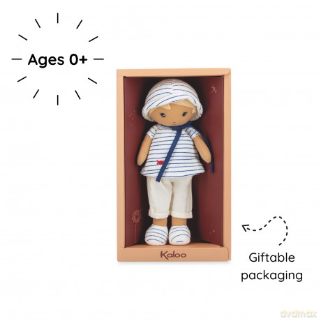 Kaloo - Tendresse - Eli - My 1st Fabric Doll - 25 cm Rag Doll - Striped Tee - Pretty Gift Box - Customisable Ribbon - 0 Months +, K200012