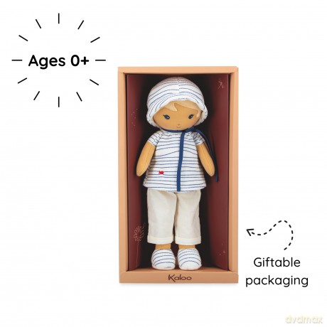 Kaloo - Tendresse - Eli - My 1st Fabric Doll - 32 cm Rag Doll - Striped Tee - Pretty Gift Box - Customisable Ribbon - 0 Months +, K200013