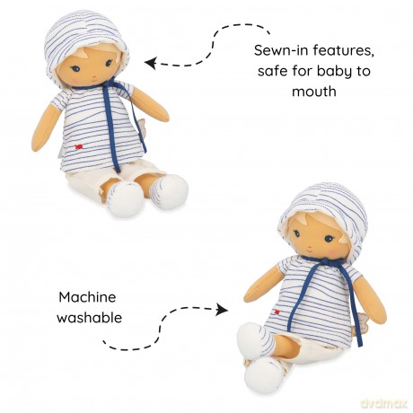 Kaloo - Tendresse - Eli - My 1st Fabric Doll - 32 cm Rag Doll - Striped Tee - Pretty Gift Box - Customisable Ribbon - 0 Months +, K200013