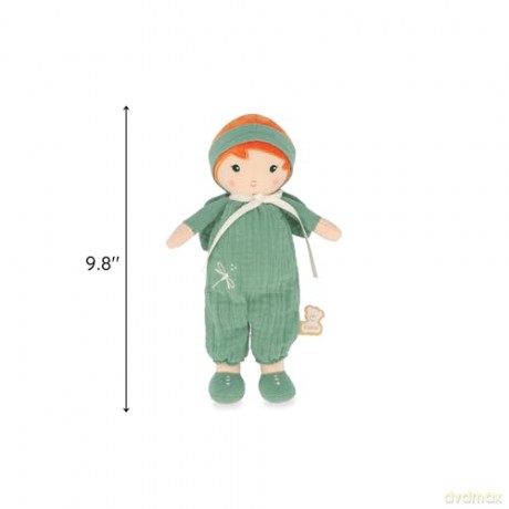 Kaloo - Tendresse - Olivia - My 1st Fabric Doll - 25 cm Rag Doll - Muslin Dungarees - Pretty Gift Box - Customisable Ribbon - 0 Months +, K200010