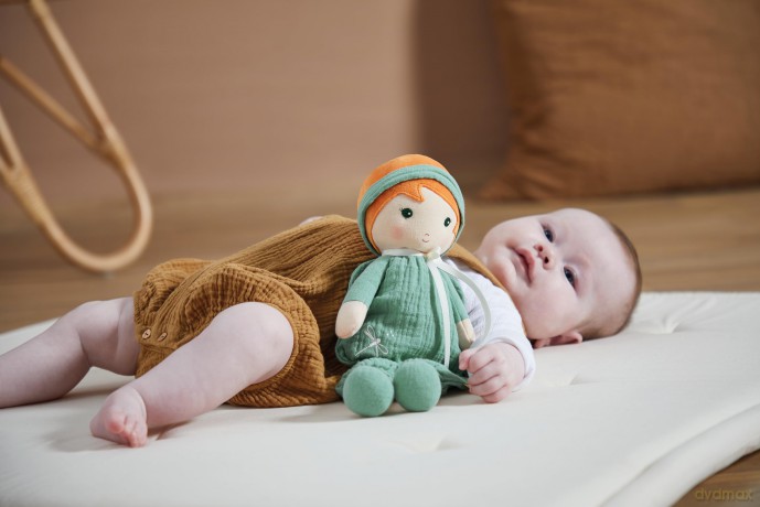 Kaloo - Tendresse - Olivia - My 1st Fabric Doll - 32 cm Rag Doll - Muslin Dungarees - Pretty Gift Box - Customisable Ribbon - 0 Months +, K200011