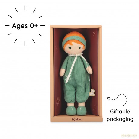 Kaloo - Tendresse - Olivia - My 1st Fabric Doll - 32 cm Rag Doll - Muslin Dungarees - Pretty Gift Box - Customisable Ribbon - 0 Months +, K200011