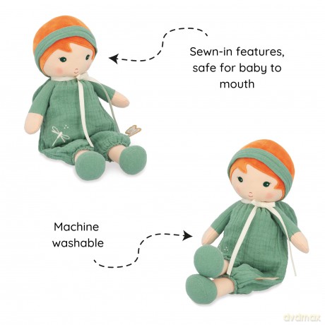 Kaloo - Tendresse - Olivia - My 1st Fabric Doll - 32 cm Rag Doll - Muslin Dungarees - Pretty Gift Box - Customisable Ribbon - 0 Months +, K200011