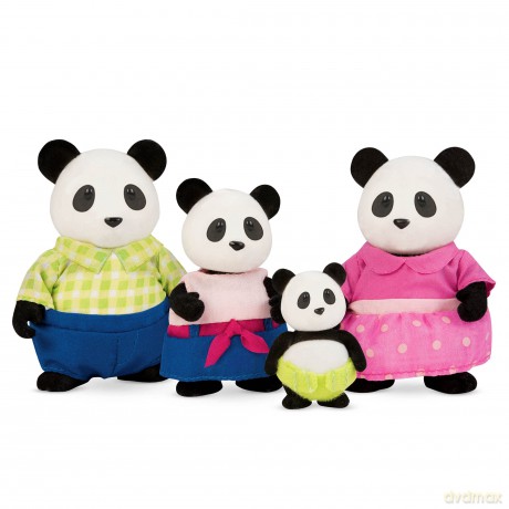 Lil Woodzeez 6154M Li'l Woodzeez - Skyhopper Panda Family - 5pc Set with Miniature Figurines and Storybook - Animal Toys and Acc Accessories for Kids Age 3+, Multicolor