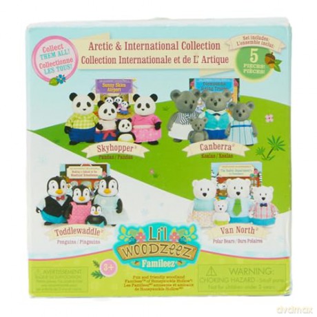 Lil Woodzeez 6154M Li'l Woodzeez - Skyhopper Panda Family - 5pc Set with Miniature Figurines and Storybook - Animal Toys and Acc Accessories for Kids Age 3+, Multicolor