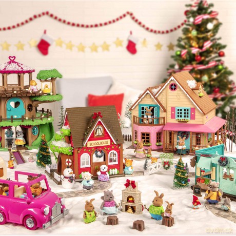 Lil Woodzeez WZ6712Z Large Battat Tiere Bustleberry Squirrel Family with Grandparents - 7pc Set with Miniature Figurines - Animal Toys and Accessories for Kids Age 3+, Multicoloured