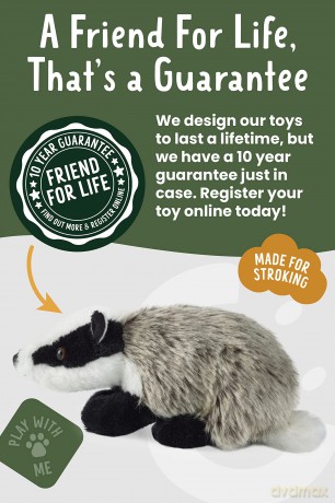 Living Nature AN234 Soft Toy Badger, Unknown, Medium (20cm), White