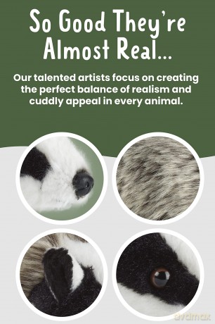 Living Nature AN234 Soft Toy Badger, Unknown, Medium (20cm), White