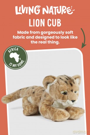 Living Nature AN322 Soft Toy Lion Cub, Black, Medium