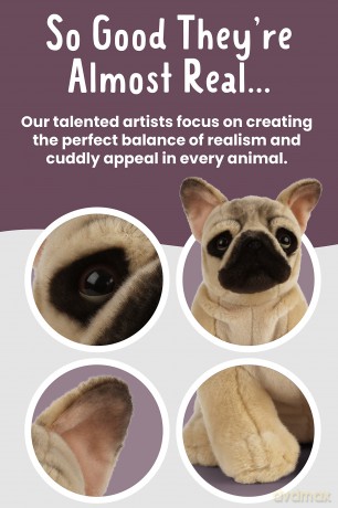 Living Nature AN452 Pets French Bulldog Plush, Realistic Soft Cuddly Sitting Toy, 21cm, 20cm Dog