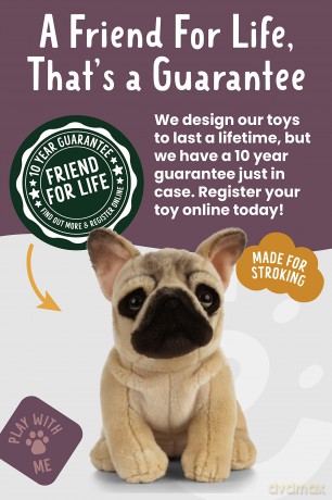 Living Nature AN452 Pets French Bulldog Plush, Realistic Soft Cuddly Sitting Toy, 21cm, 20cm Dog