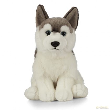 Living Nature AN461 Pets Husky, Realistic Soft Cuddly Dog Toy, Naturli Eco-Friendly Plush, Blue,Grey,White, 21cm