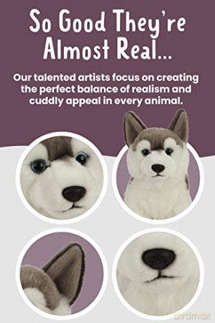 Living Nature AN461 Pets Husky, Realistic Soft Cuddly Dog Toy, Naturli Eco-Friendly Plush, Blue,Grey,White, 21cm