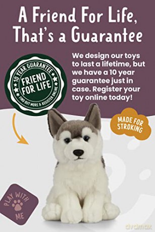 Living Nature AN461 Pets Husky, Realistic Soft Cuddly Dog Toy, Naturli Eco-Friendly Plush, Blue,Grey,White, 21cm