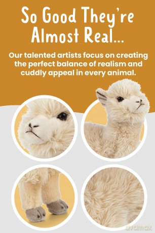 Living Nature Alpaca, Realistic Soft Cuddly Farm Toy, Naturli Eco-Friendly Plush, 25cm