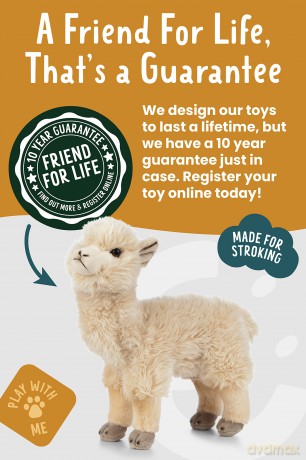 Living Nature Alpaca, Realistic Soft Cuddly Farm Toy, Naturli Eco-Friendly Plush, 25cm