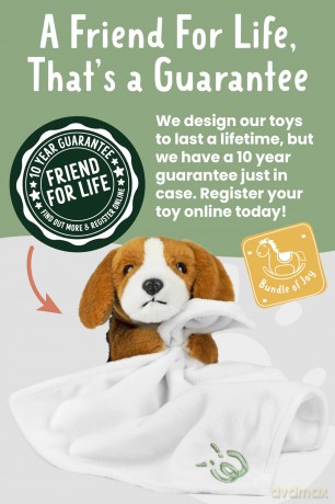 Living Nature Baby Beagle Stuffed Animal Plush Toy | Includes Blanket | Fluffy and Cuddly Dog | Soft Toy Animal Gift for Newborns And Babies | Naturli Eco-Friendly, White