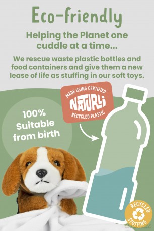 Living Nature Baby Beagle Stuffed Animal Plush Toy | Includes Blanket | Fluffy and Cuddly Dog | Soft Toy Animal Gift for Newborns And Babies | Naturli Eco-Friendly, White