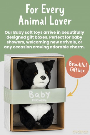 Living Nature Baby Border Collie Stuffed Animal Plush Toy | Fluffy and Cuddly Dog | Soft Toy Gift for Newborns And Babies | Naturli Eco-Friendly, White
