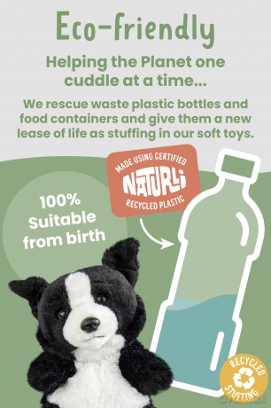 Living Nature Baby Border Collie Stuffed Animal Plush Toy | Fluffy and Cuddly Dog | Soft Toy Gift for Newborns And Babies | Naturli Eco-Friendly, White