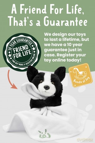 Living Nature Baby Border Collie Stuffed Animal Plush Toy | Includes Blanket | Fluffy and Cuddly Dog | Soft Toy Gift for Newborns And Babies | Naturli Eco-Friendly