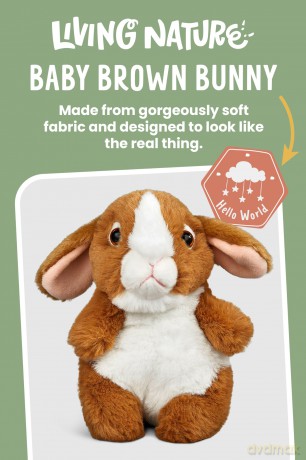 Living Nature Baby Brown Bunny Stuffed Animal Plush Toy | Fluffy and Cuddly Woodland Animal | Soft Toy Gift for Newborns And Babies | Naturli Eco-Friendly