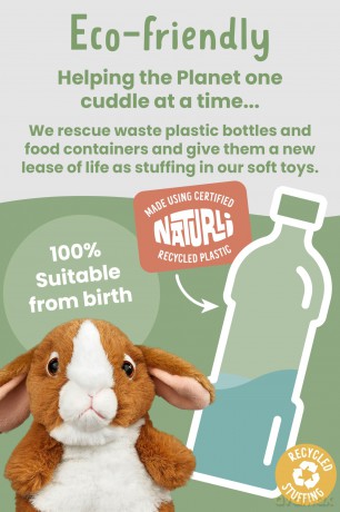 Living Nature Baby Brown Bunny Stuffed Animal Plush Toy | Fluffy and Cuddly Woodland Animal | Soft Toy Gift for Newborns And Babies | Naturli Eco-Friendly
