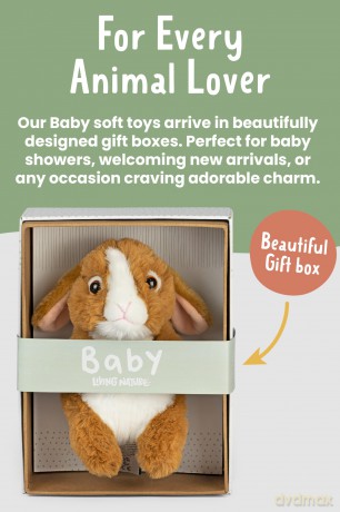 Living Nature Baby Brown Bunny Stuffed Animal Plush Toy | Fluffy and Cuddly Woodland Animal | Soft Toy Gift for Newborns And Babies | Naturli Eco-Friendly