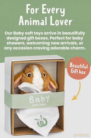 Living Nature Baby Brown Bunny Stuffed Animal Plush Toy | Includes Blanket | Fluffy and Cuddly Woodland Animal | Soft Toy Gift for Newborns And Babies | Naturli Eco-Friendly