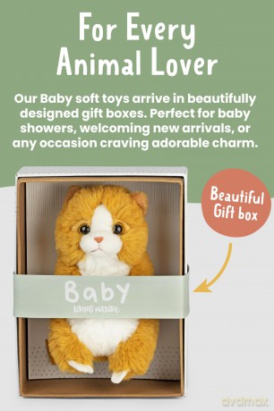 Living Nature Baby Ginger Kitten Stuffed Animal Plush Toy | Fluffy and Cuddly Cat | Soft Toy Gift for Newborns And Babies | Naturli Eco-Friendly, Orange