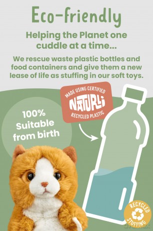 Living Nature Baby Ginger Kitten Stuffed Animal Plush Toy | Fluffy and Cuddly Cat | Soft Toy Gift for Newborns And Babies | Naturli Eco-Friendly, Orange