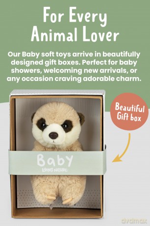 Living Nature Baby Meerkat Stuffed Animal Plush Toy | Fluffy and Cuddly Safari Animal | Soft Toy Gift for Newborns And Babies | Naturli Eco-Friendly, Brown
