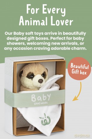 Living Nature Baby Meerkat Stuffed Animal Plush Toy | Includes Blanket | Fluffy and Cuddly Safari Animal | Soft Toy Gift for Newborns And Babies | Naturli Eco-Friendly