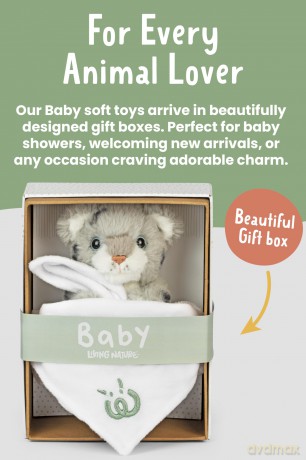 Living Nature Baby Snow Leopard Stuffed Animal Plush Toy | Includes Blanket | Fluffy and Cuddly Safari Animal | Soft Toy Gift for Newborns And Babies | Naturli Eco-Friendly
