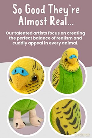 Living Nature Blue or Yellow Budgerigar Soft Toy | Fluffy Bird Toy | Soft Toy Gift for Kids | 11.5cm | Assorted Colour