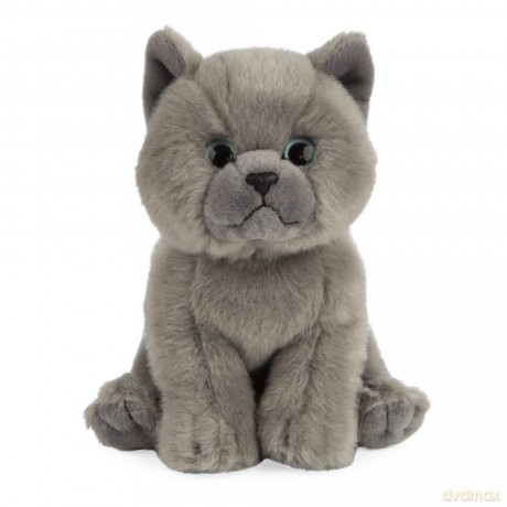 Living Nature British Grey Shorthair Kitten, Realistic Soft Cuddly Cat Toy, Naturli Eco-Friendly Plush, 17cm
