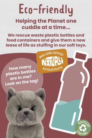 Living Nature British Grey Shorthair Kitten, Realistic Soft Cuddly Cat Toy, Naturli Eco-Friendly Plush, 17cm