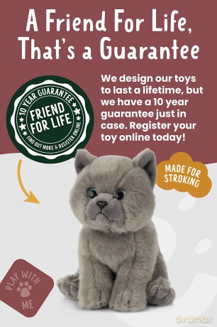 Living Nature British Grey Shorthair Kitten, Realistic Soft Cuddly Cat Toy, Naturli Eco-Friendly Plush, 17cm