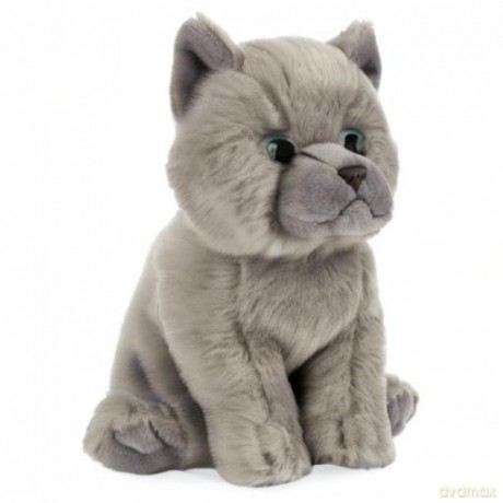 Living Nature British Grey Shorthair Kitten, Realistic Soft Cuddly Cat Toy, Naturli Eco-Friendly Plush, 17cm