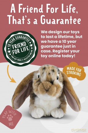 Living Nature Brown Dutch Lop Eared Rabbit Stuffed Animal Plush Toy | Fluffy Rabbit Animal | Soft Toy Gift for Kids | Boys and Girls Stuffed Doll | Naturli Eco-Friendly Plushies | 26 cm
