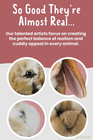 Living Nature Brown Dutch Lop Eared Rabbit Stuffed Animal Plush Toy | Fluffy Rabbit Animal | Soft Toy Gift for Kids | Boys and Girls Stuffed Doll | Naturli Eco-Friendly Plushies | 26 cm